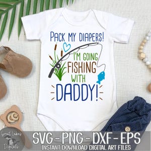 おむつを詰めてパパと釣りに行く svg png dxf eps デジタルダウンロード