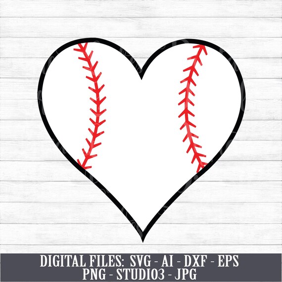 Baseball Heart Instant Digital Download svg ai dxf eps | Etsy