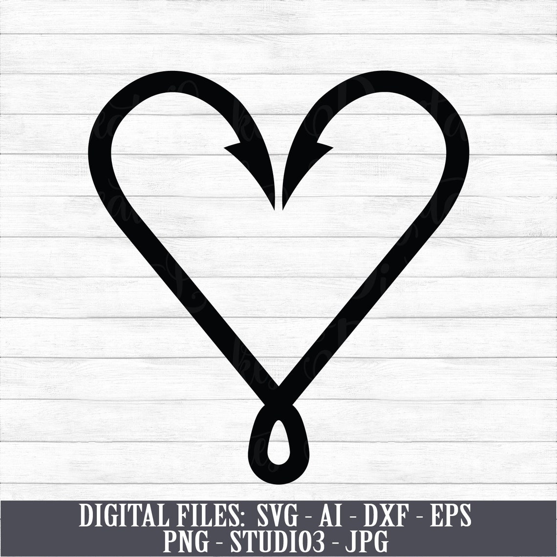 Fishing Hook Heart Instant Digital Download svg ai dxf Etsy