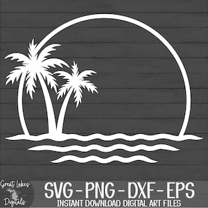 Palm Trees svg png dxf eps Digital Download - Tropical, Vacation, Ocean, Beach, Waves image 3