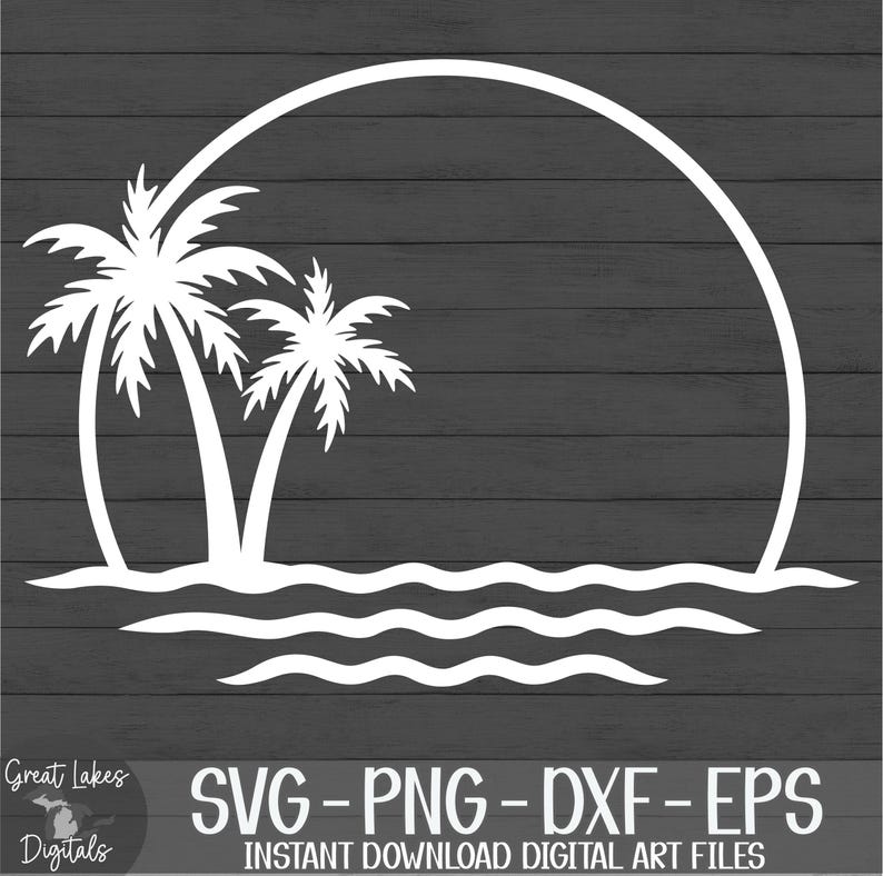 Palm Trees svg png dxf eps Digital Download - Tropical, Vacation, Ocean, Beach, Waves image 3