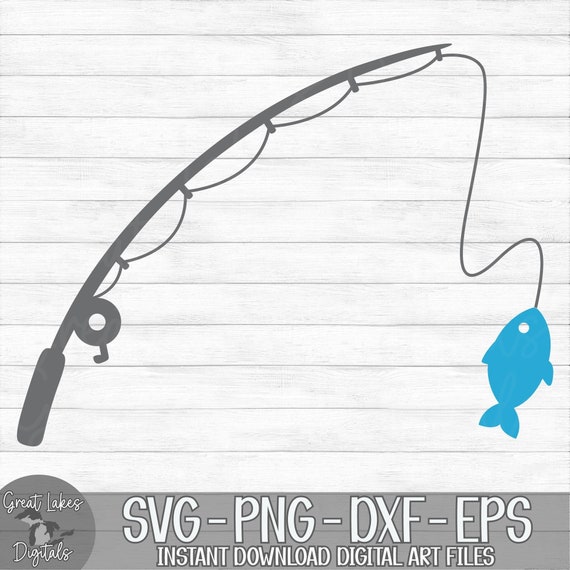 Fishing Pole - Instant Digital Download - svg, png, dxf, and eps files  included! Fishing Rod, Baby Boy, Blue Fish