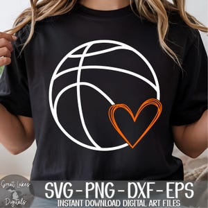 ハート付きバスケットボール svg png dxf eps デジタルダウンロード
