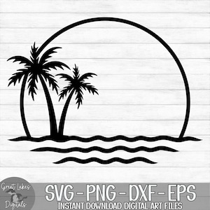 Palm Trees svg png dxf eps Digital Download - Tropical, Vacation, Ocean, Beach, Waves image 2