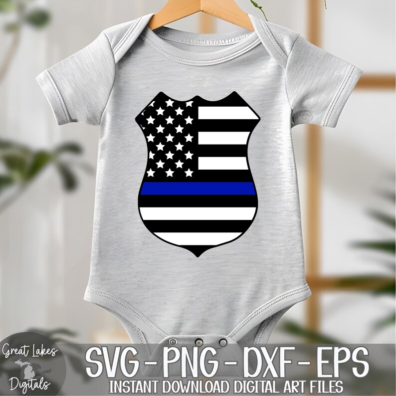 Thin Blue Line Police Badge svg png dxf eps Digital Download image 9
