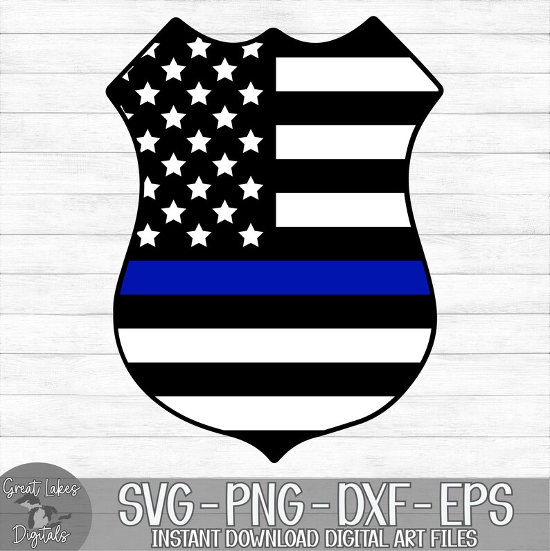 Thin Blue Line Police Badge svg png dxf eps Digital Download image 2