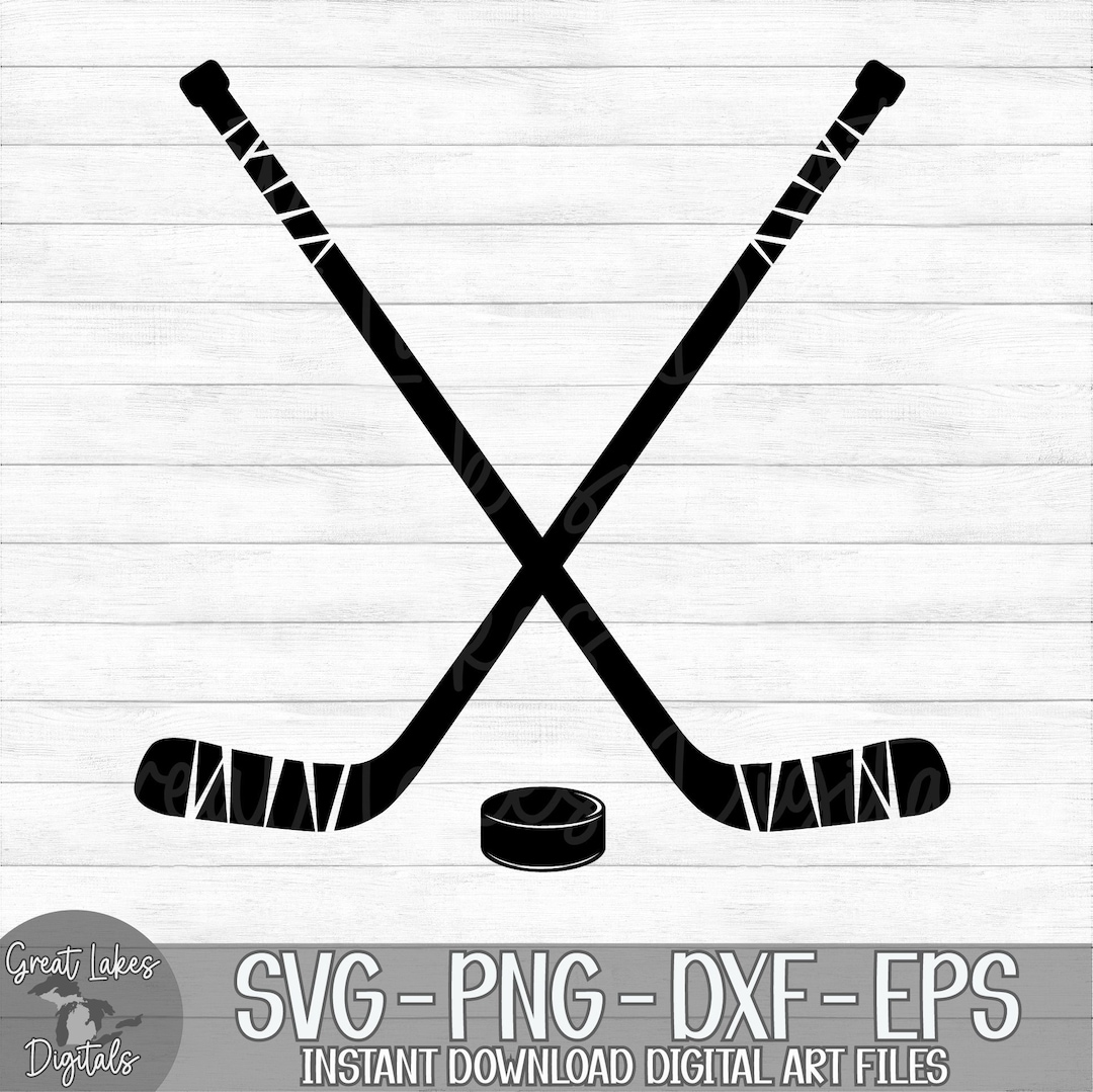 Crossed Hockey Sticks & Hockey Puck Instant Digital Download Svg, Png