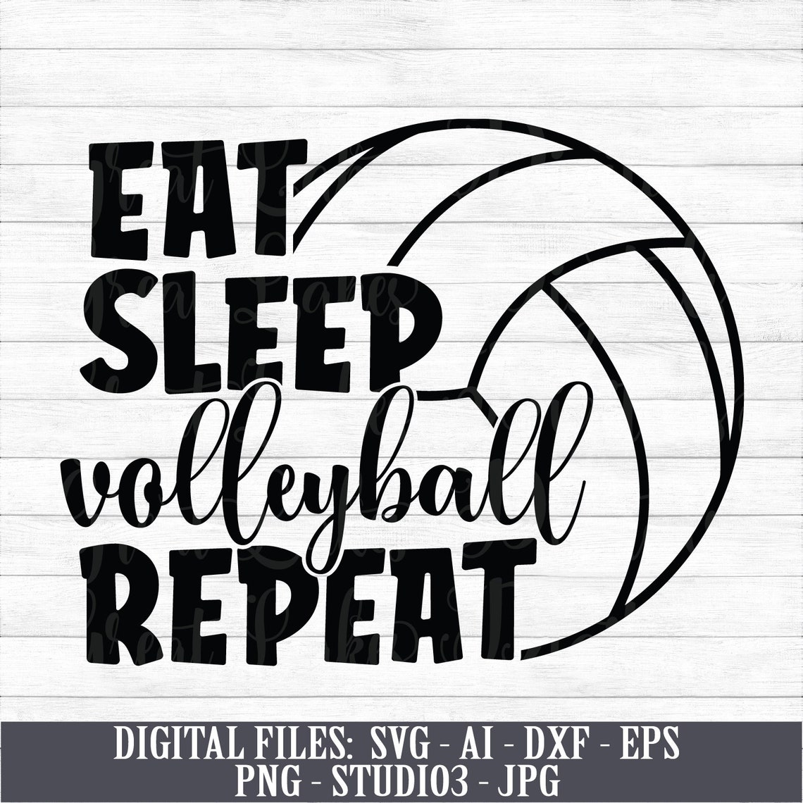 Eat Sleep Volleyball Repeat Instant Download Digital Etsy