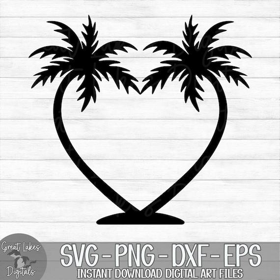 Palm Tree Heart Instant Digital Download Svg Png Dxf Etsy