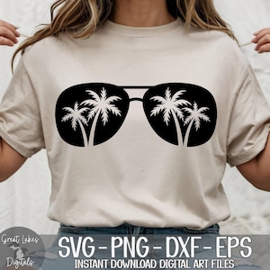 Palm Tree Sunglasses - Instant Digital Download - svg, png, dxf, and eps files included! Ocean, Tropical, Beach image 5