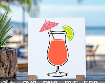 Cóctel - Descarga digital instantánea (archivos svg, png, dxf y eps incluidos) - Bebida de verano, alcohólica, afrutada, tropical