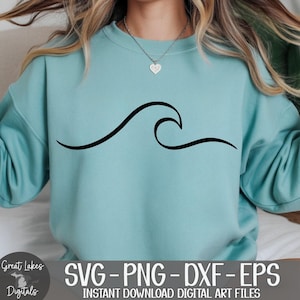 Wave - Instant Digital Download - svg, png, dxf, and eps files included! Tropical, Vacation, Ocean, Beach, Sea, Lake