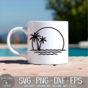 Palm Trees svg png dxf eps Digital Download - Tropical, Vacation, Ocean, Beach, Waves image 11
