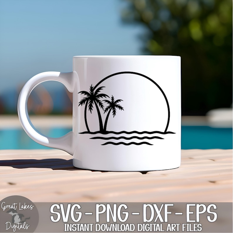 Palm Trees svg png dxf eps Digital Download - Tropical, Vacation, Ocean, Beach, Waves image 11