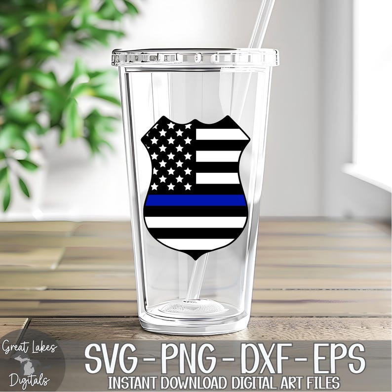 Thin Blue Line Police Badge svg png dxf eps Digital Download image 7