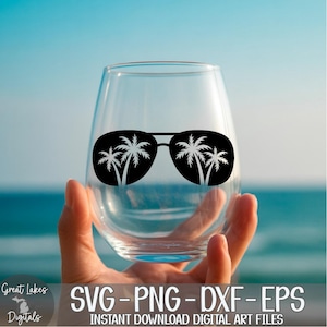 Palm Tree Sunglasses - Instant Digital Download - svg, png, dxf, and eps files included! Ocean, Tropical, Beach image 7