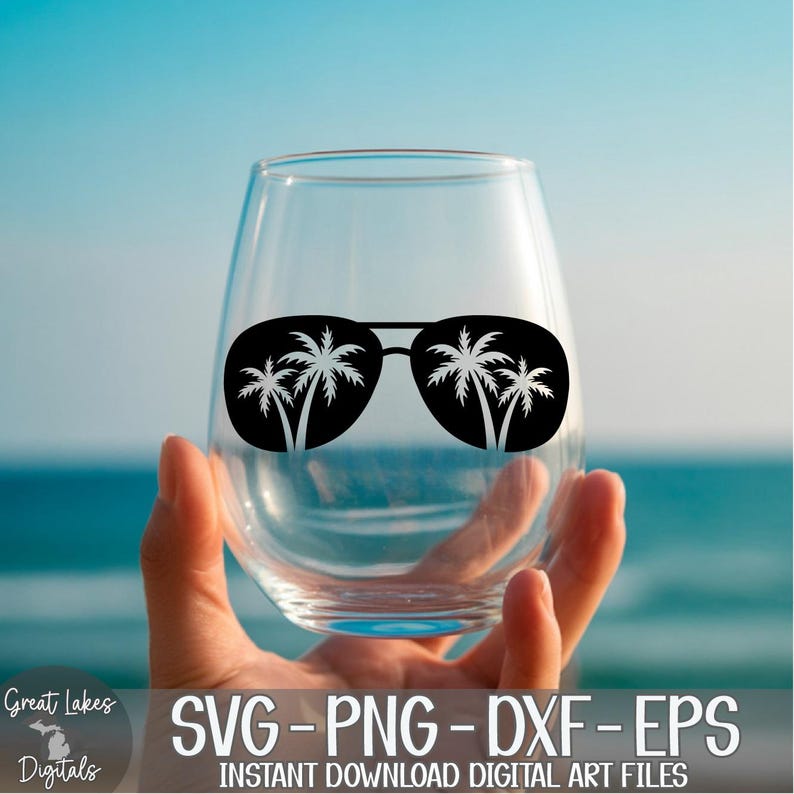 Palm Tree Sunglasses - Instant Digital Download - svg, png, dxf, and eps files included! Ocean, Tropical, Beach image 7