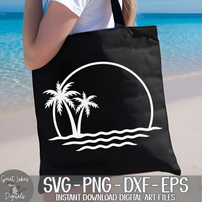 Palm Trees svg png dxf eps Digital Download - Tropical, Vacation, Ocean, Beach, Waves image 8