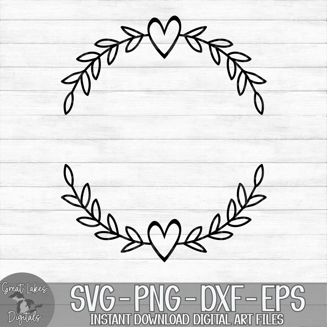 Laurel Heart Wreath - Instant Digital Download - Svg, Png, Dxf, and Eps ...