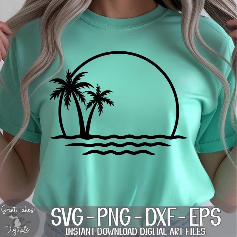 Palm Trees svg png dxf eps Digital Download - Tropical, Vacation, Ocean, Beach, Waves image 10