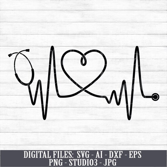 Download Heartbeat Nurse Doctor Lifeline Ekg Stethoscope Instant Digital Download Svg Ai Dxf Eps Png Studio3 And