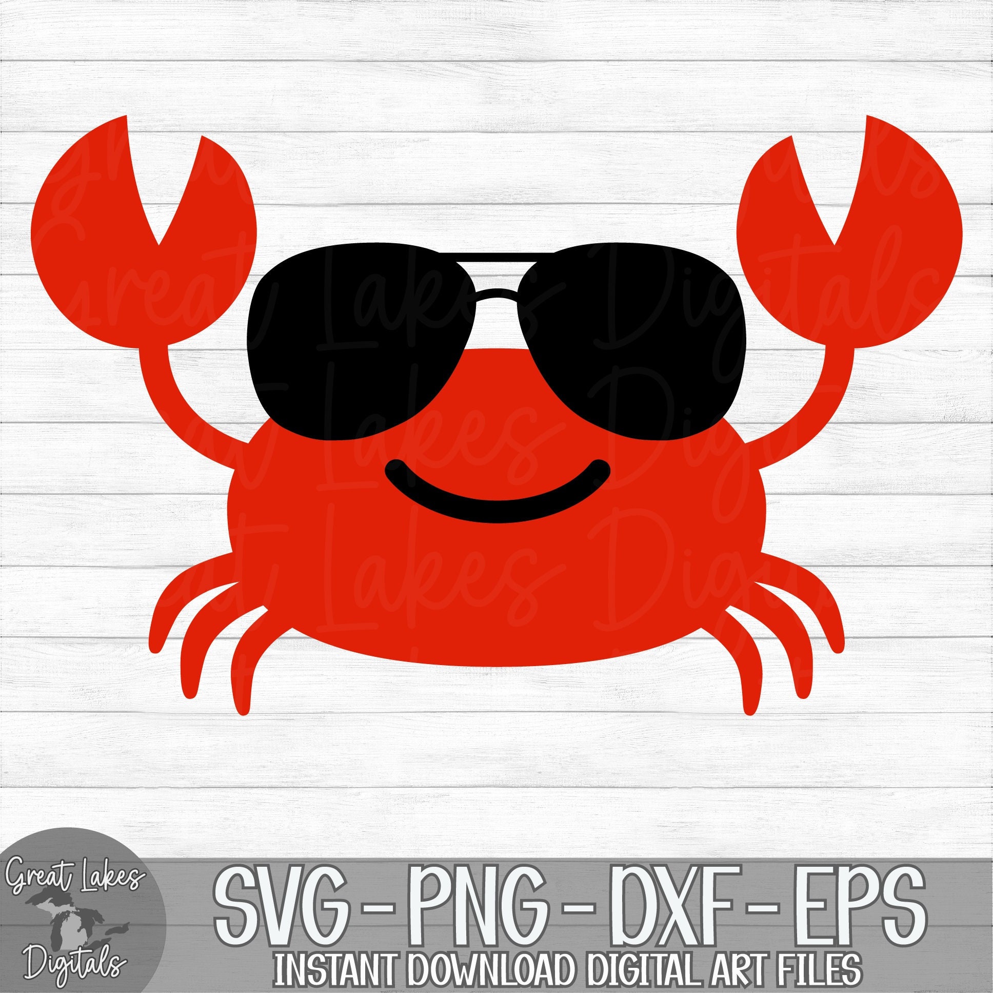 Crab With Sunglasses Instant Digital Download Svg Png - Etsy
