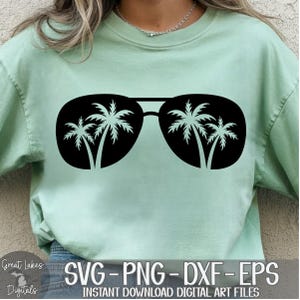 Palm Tree Sunglasses - Instant Digital Download - svg, png, dxf, and eps files included! Ocean, Tropical, Beach image 3