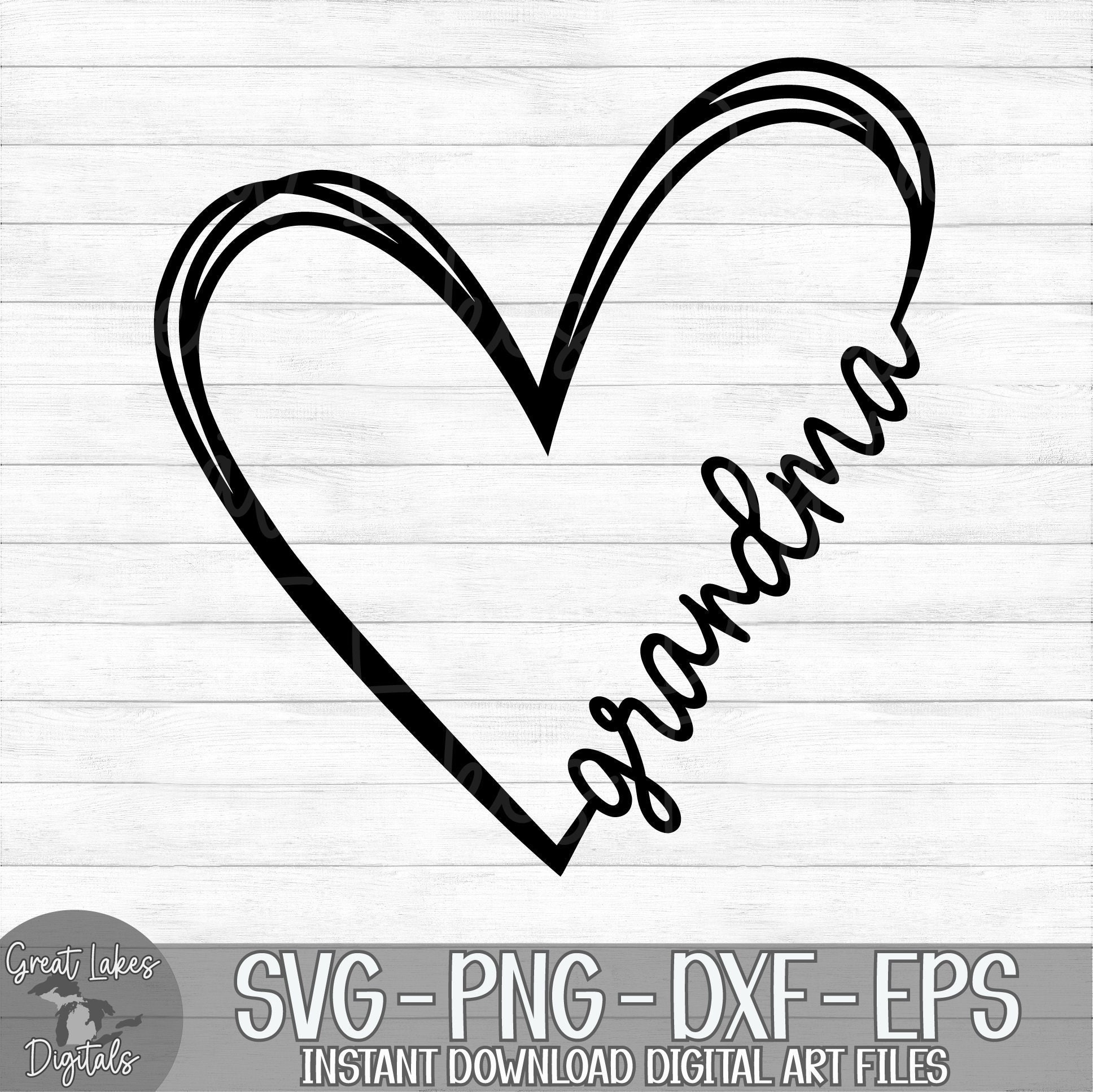 Grandma Heart Instant Digital Download Svg Png Dxf and - Etsy UK