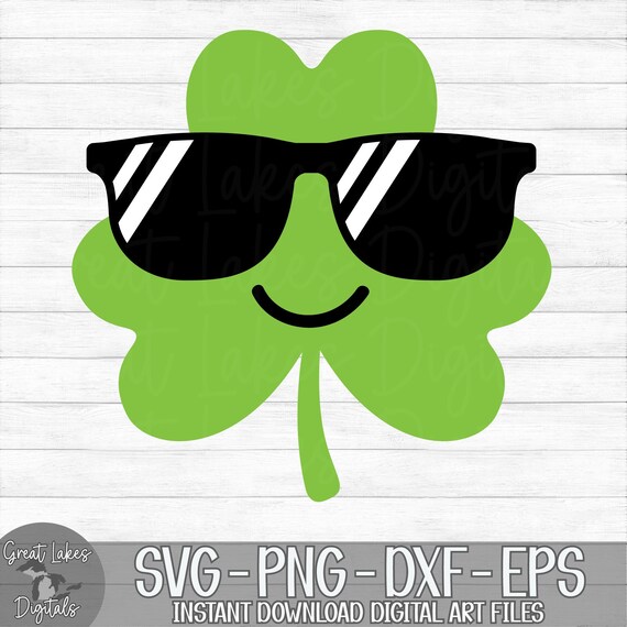 Clover with Sunglasses - Instant Digital Download - svg, png, dxf, and eps files included! Saint Patrick's Day, Boy, Shamrock