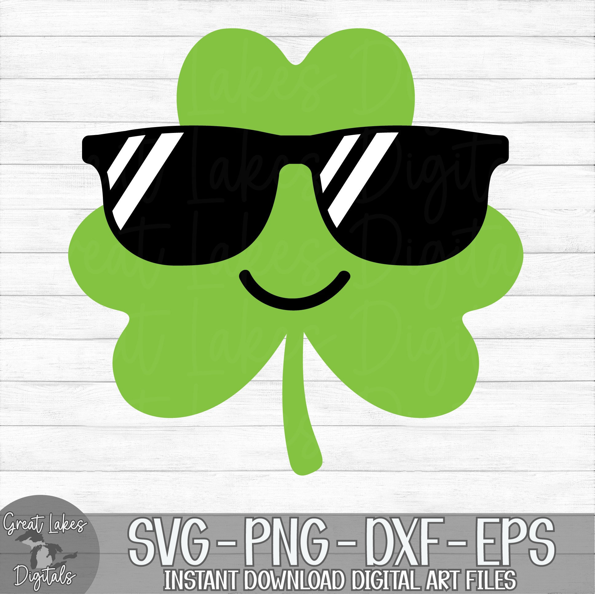 Clover With Sunglasses - Instant Digital Download - Svg, Png