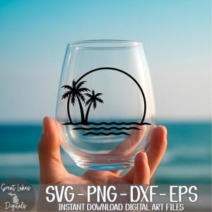 Palm Trees svg png dxf eps Digital Download - Tropical, Vacation, Ocean, Beach, Waves image 9