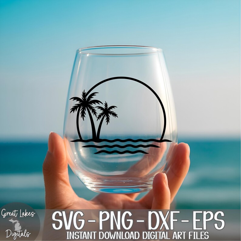 Palm Trees svg png dxf eps Digital Download - Tropical, Vacation, Ocean, Beach, Waves image 9