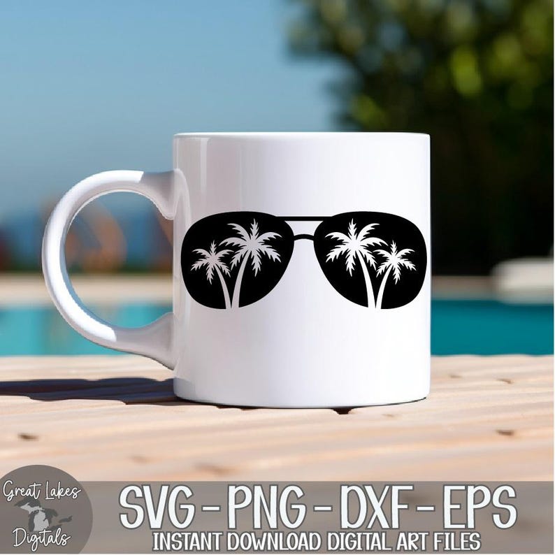 Palm Tree Sunglasses - Instant Digital Download - svg, png, dxf, and eps files included! Ocean, Tropical, Beach image 9