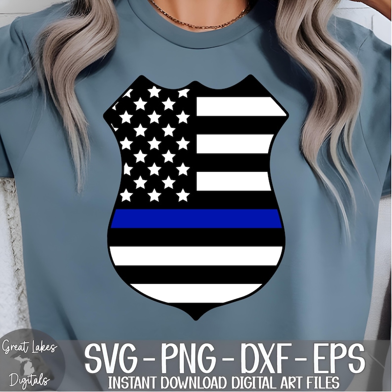 Thin Blue Line Police Badge svg png dxf eps Digital Download image 12