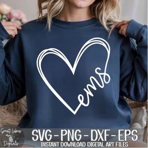 EMS Heart - Instant Digital Download - svg, png, dxf, and eps files included! Emergency Medical Services