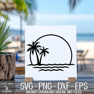 Palm Trees svg png dxf eps Digital Download - Tropical, Vacation, Ocean, Beach, Waves image 5