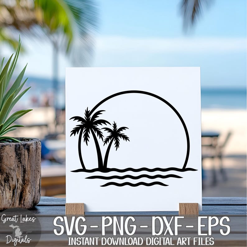 Palm Trees svg png dxf eps Digital Download - Tropical, Vacation, Ocean, Beach, Waves image 5