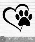 Paw Print Heart - Instant Digital Download - svg, png, dxf, and eps files included! Dog, Cat