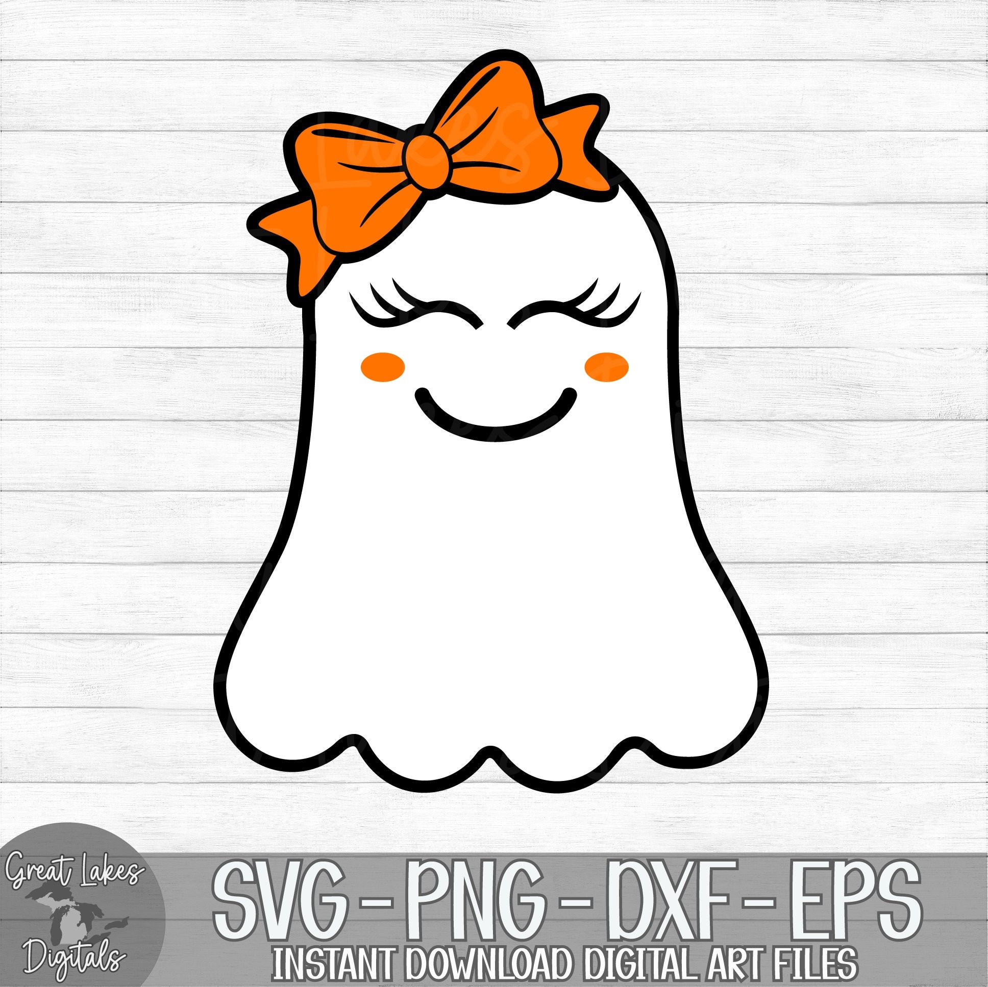 Ghost With Bow Halloween Girl Instant Digital Download - Etsy