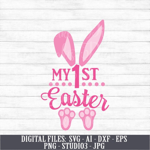 My First Easter Pink Bunny Baby Girl Ears Feet Instant Etsy
