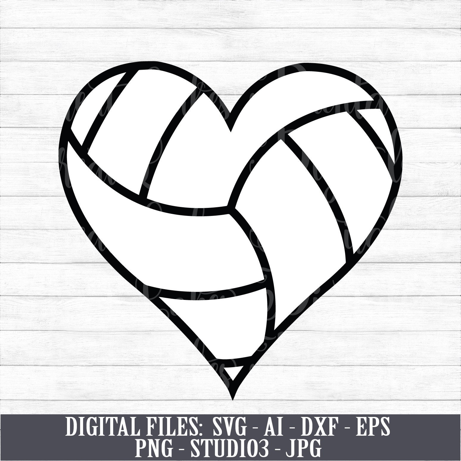 Volleyball Heart Instant Digital Download svg ai dxf Etsy