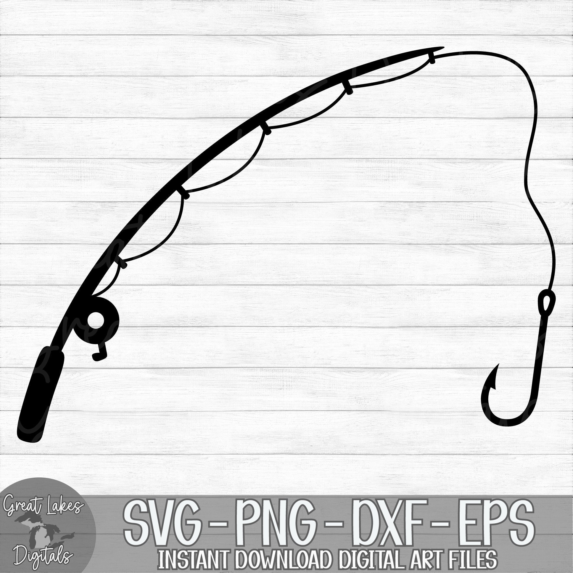 Fishing Pole Instant Digital Download Svg, Png, Dxf, and Eps Files Included  Fishing Hook, Fishing Rod 