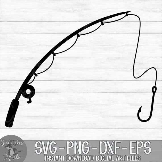 Fishing Pole - Instant Digital Download - svg, png, dxf, and eps files  included! Fishing Hook, Fishing Rod