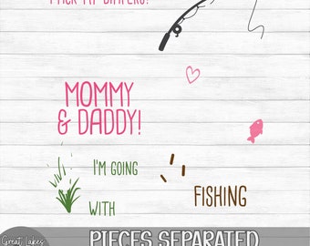 pack my diapers i'm going fishing with daddy 14836740 Vector Art