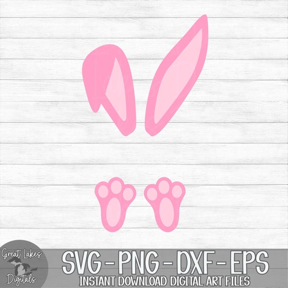 Pink Easter Bunny - Instant Digital Download - svg, png, dxf, and eps files included! Rabbit, Bunny Feet & Ears, Girl, Monogram, Name Frame