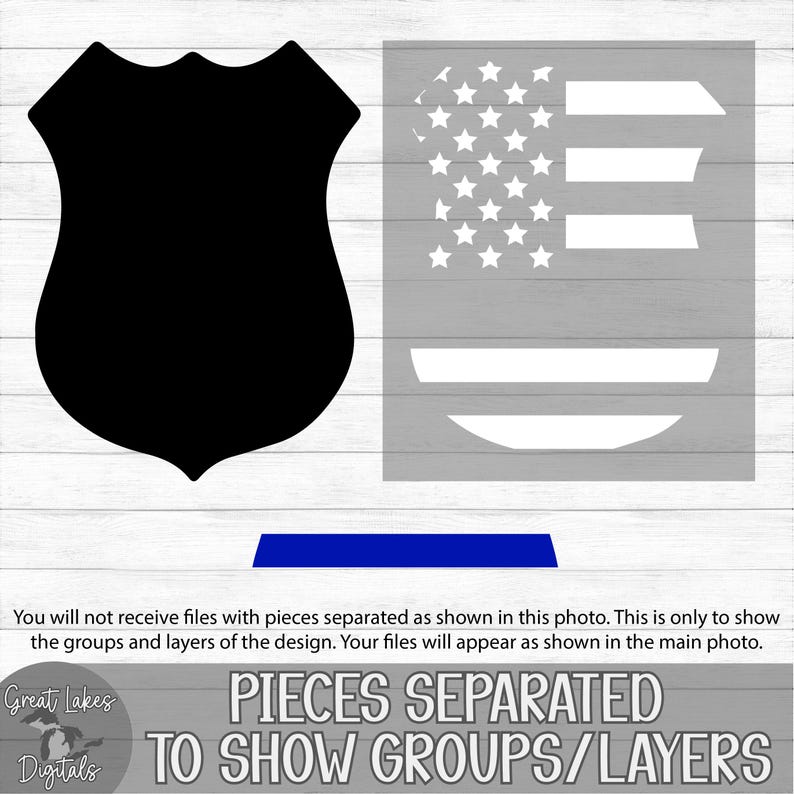 Thin Blue Line Police Badge svg png dxf eps Digital Download image 3