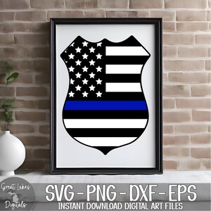 Thin Blue Line Police Badge svg png dxf eps Digital Download image 10
