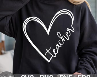 Teacher Heart - Instant Digital Download - svg, png, dxf, and eps files included! Gift Idea for Teacher, Back to School