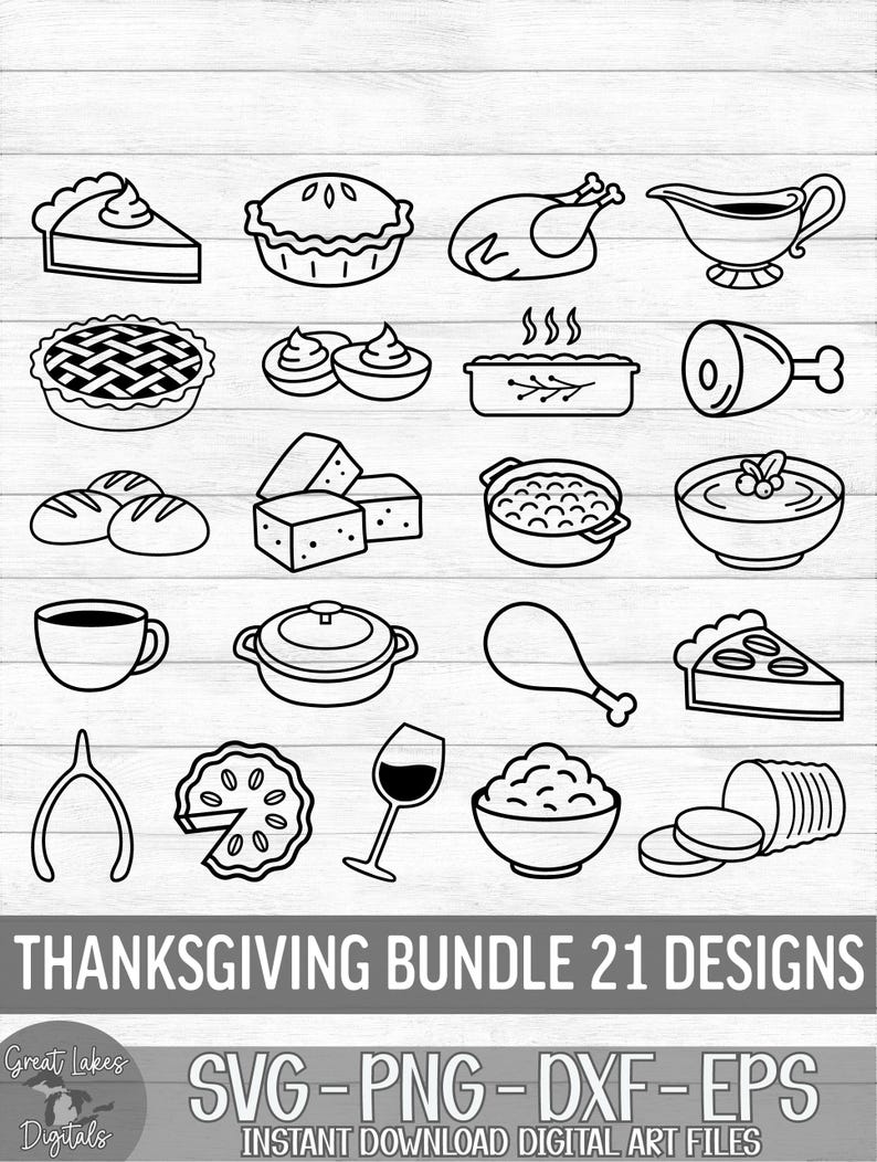 Thanksgiving Dinner Bundle - 21 Designs - Instant Digital Downloads ...