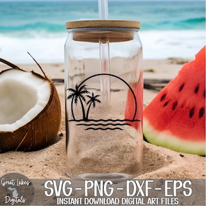 Palm Trees svg png dxf eps Digital Download - Tropical, Vacation, Ocean, Beach, Waves image 7